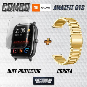 Buff Screen protector Y Correa De Metal Acero Inoxidable Smartwatch Reloj Inteligente Xiaomi Amazfit GTS OPTIMUS TECHNOLOGY™ - 2