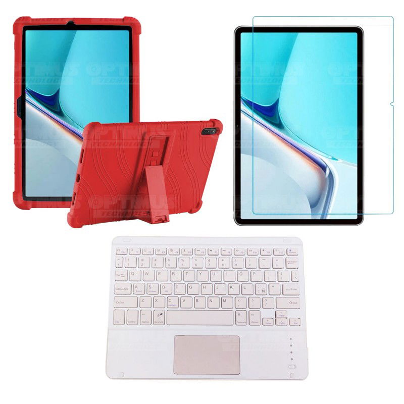 Kit Vidrio templado + Estuche Protector Goma + Teclado y Mouse