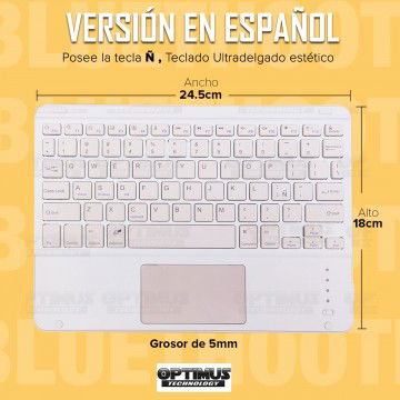 Kit Vidrio templado + Estuche Protector Goma + Teclado con Mouse Touchpad Bluetooth Tablet Huawei MatePad 11 2021 DBY-W09 OPTIMU