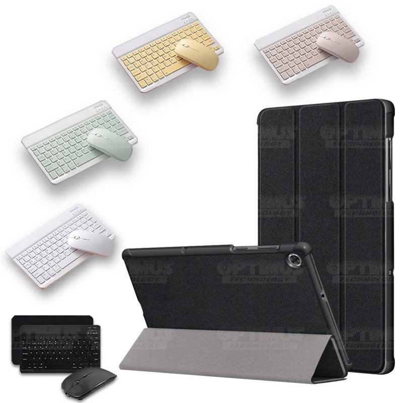 Kit Case Forro Protector + Teclado y Mouse Ratón Bluetooth para Tablet Lenovo M10 Plus Tb-x606f OPTIMUS TECHNOLOGY™ - 6