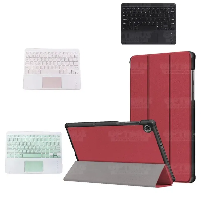 Kit Case Folio Protector + Teclado Mouse Touchpad Bluetooth para Tablet Lenovo M10 Plus Tb-x606f OPTIMUS TECHNOLOGY™ - 10