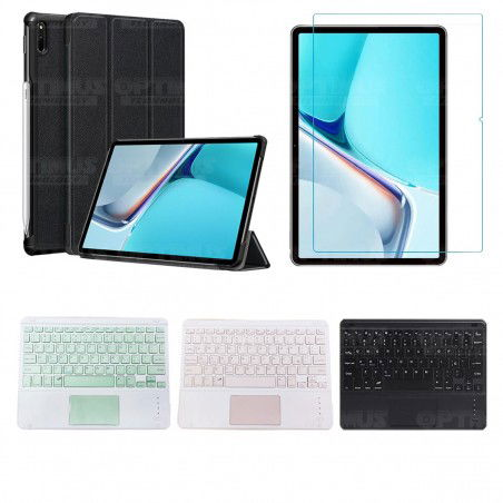 Kit Vidrio templado + Case Protector + Teclado con Mouse Touchpad Bluetooth Tablet Huawei MatePad 11 2021 DBY-W09 - DBY-L09