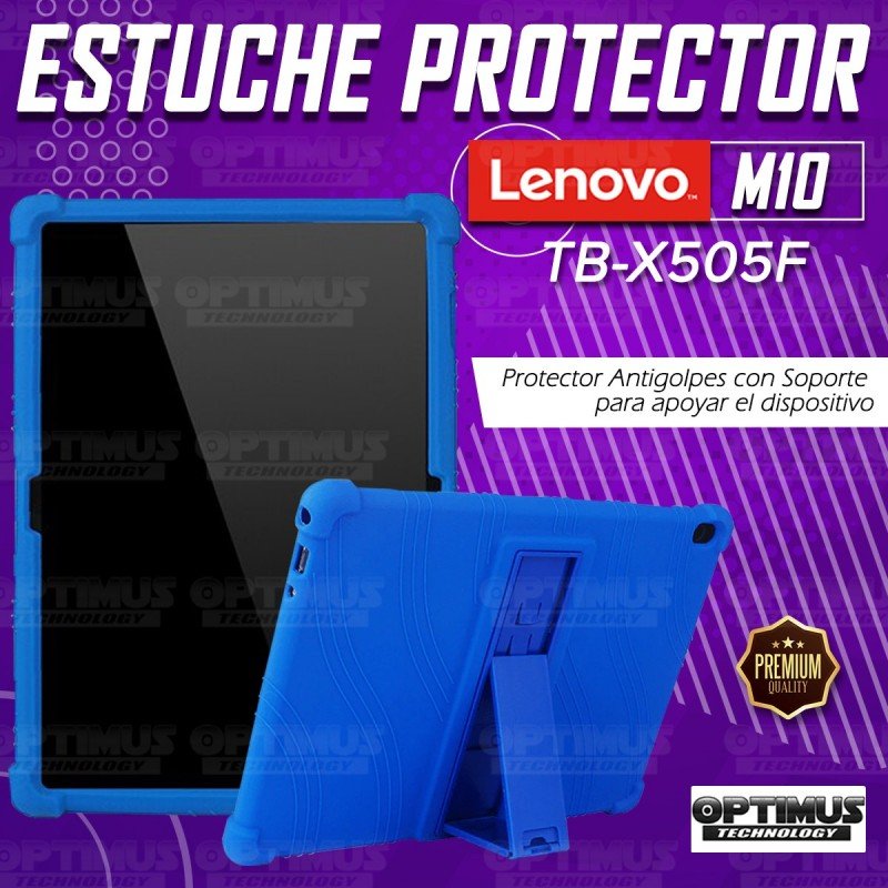 Kit Vidrio Templado Y Estuche Protector De Goma Antigolpes Con Soporte Tablet Lenovo Tab M10 Tb 9163