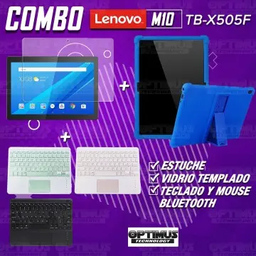 Kit Vidrio templado + Estuche Protector Goma + Teclado con Mouse Touchpad Bluetooth Tablet Lenovo Tab M10 Tb-x505f OPTIMUS TECHN