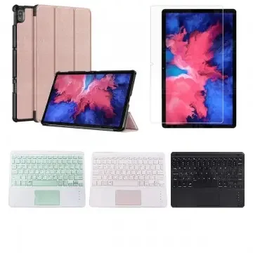Kit Case Folio Protector + Teclado Mouse Touchpad Bluetooth para Tablet  Lenovo P11 2020 Tb-J606F Color Negro - Color del Teclado Verde