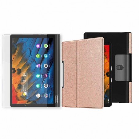 Kit Vidrio Templado y Estuche Case Acrílico y Sintético Lenovo Yoga Smart Tab Yt-x 705f
