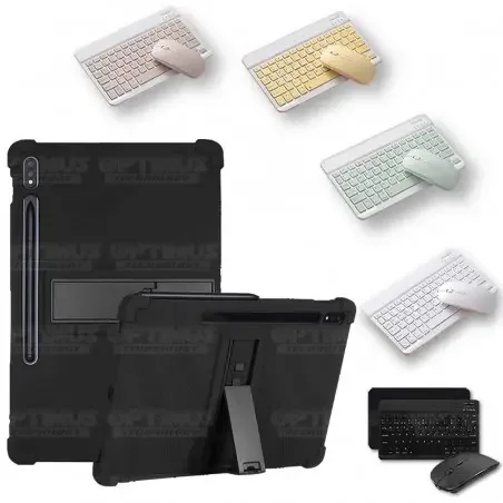 Kit Case Forro Protector Antigolpes + Teclado y Mouse Bluetooth para Tablet Samsung Galaxy Tab S7 SM-T870NZK 11 Pulgadas