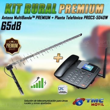 Kit Rural Antena Amplificadora de señal Multibanda Premium 65db Y Celular De Mesa Teléfono ProElectronic Procs-5040w PROELECTRON