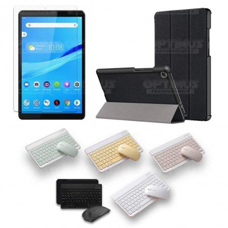 Kit Vidrio templado + Case Forro Protector + Teclado y Mouse Bluetooth para Tablet Lenovo Tab M8 8505x / x8505f