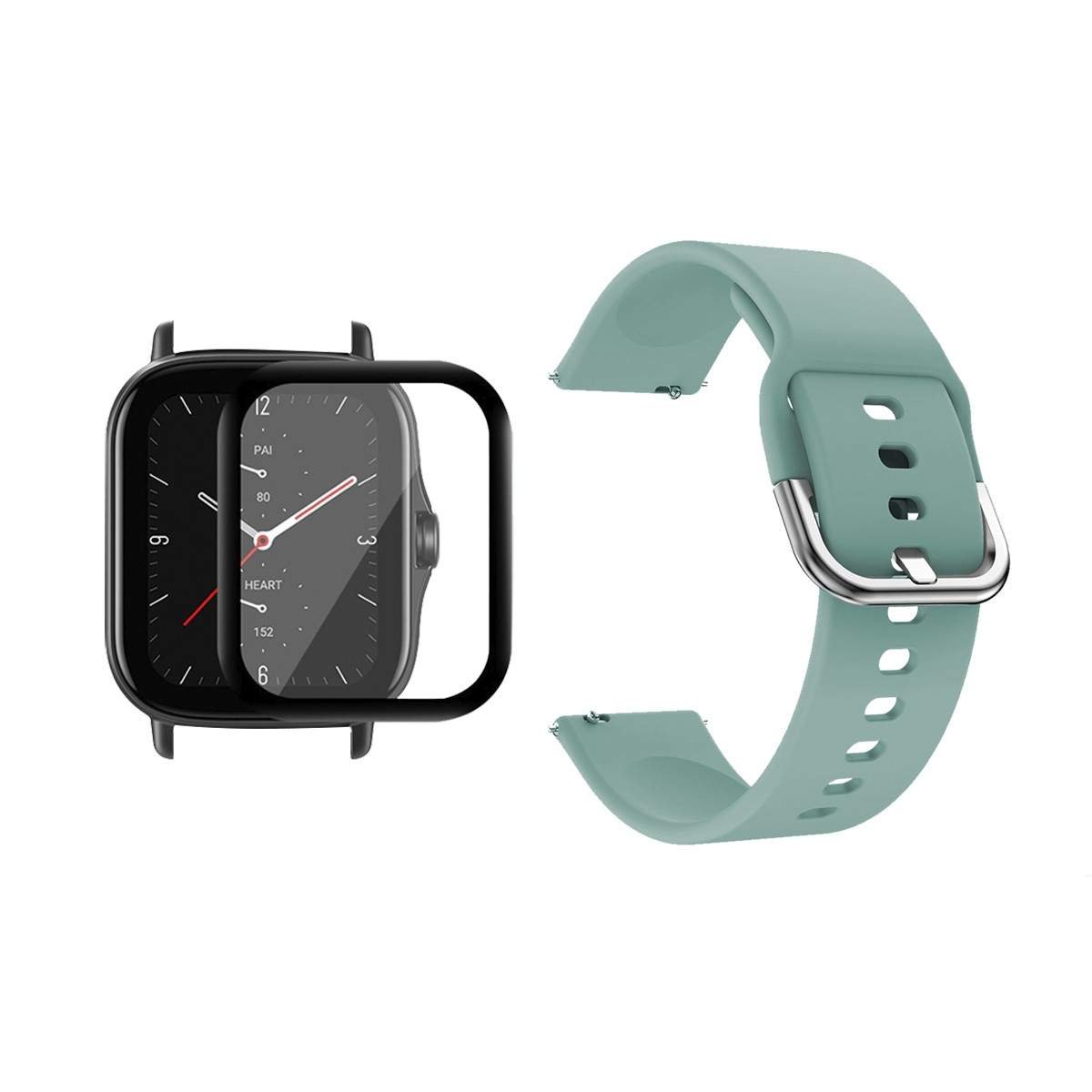 Buff Screen protector Y Correa De Metal Acero Inoxidable Smartwatch Reloj  Inteligente Xiaomi Amazfit GTS Color Gris