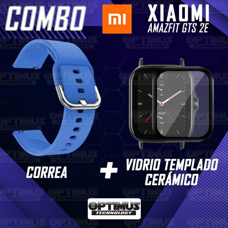 KIT Correa tipo velcro y Vidrio templado cerámico para Reloj Xiaomi Amazfit  GTS 2E Color Rojo