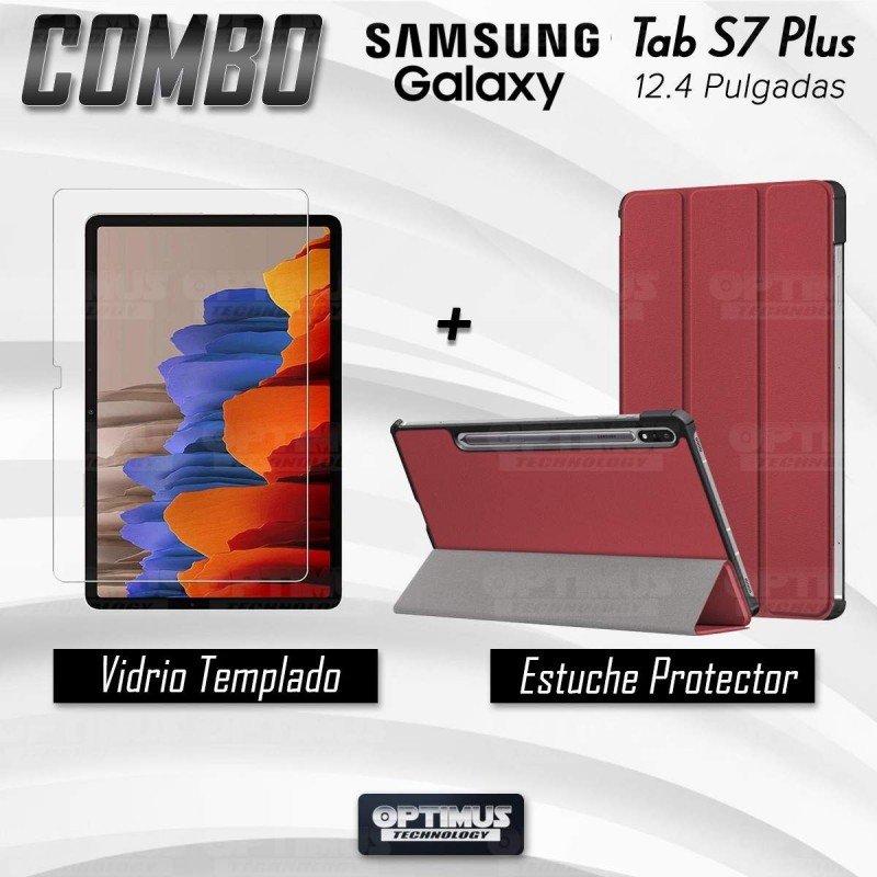 Kit Vidrio Cristal Templado Y Estuche Case Protector Para Tablet Samsung Galaxy Tab S7 Plus Sm 2954