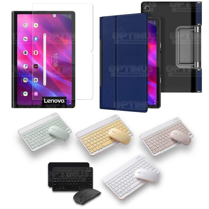 Kit Vidrio templado + Case Protector + Teclado y Mouse Bluetooth Tablet Lenovo Yoga Tab 11 2021 YT-J706F OPTIMUS TECHNOLOGY™ - 1