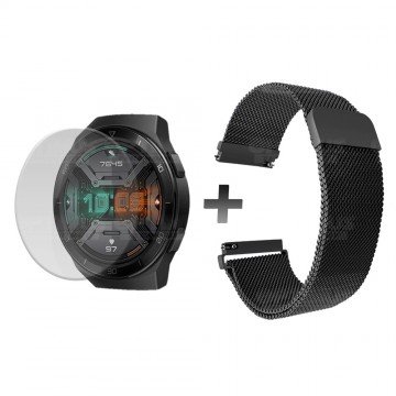 Buff Film Screen Protector Y Correa Magnética Acero Inoxidable Smartwatch Reloj Inteligente Huawei Gt2E OPTIMUS TECHNOLOGY™ - 7