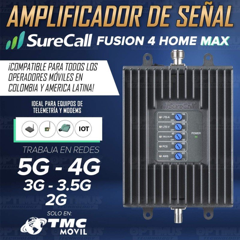 KIT Amplificador De Señal Celular Surecall Fusion 4 Home MAX Repetidor Redes 4GLTE 5G con antenas SURECALL COLOMBIA - 5